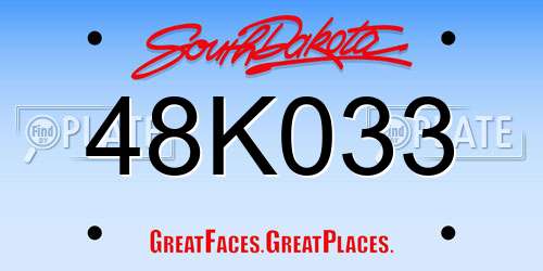 48K033 South Dakota License Plate