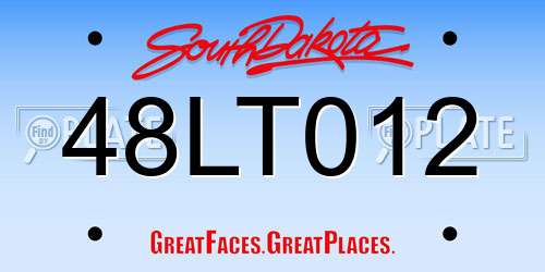 48LT012 South Dakota License Plate