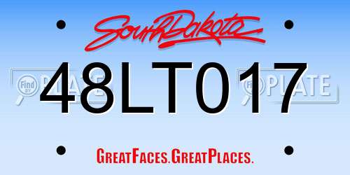 48LT017 South Dakota License Plate