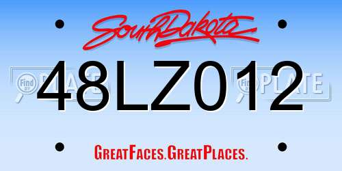 48LZ012 South Dakota License Plate