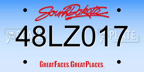 48LZ017 South Dakota License Plate