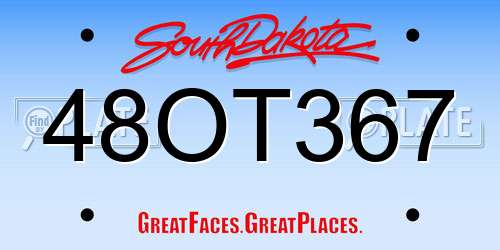 48OT367 South Dakota License Plate