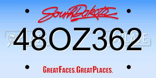 48OZ362 South Dakota License Plate