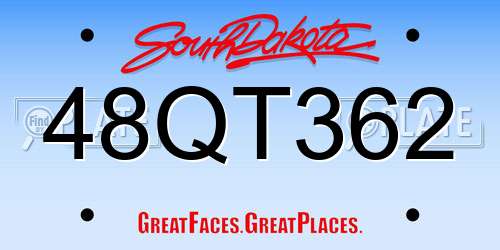48QT362 South Dakota License Plate