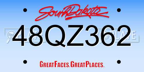 48QZ362 South Dakota License Plate