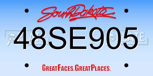 48SE905 South Dakota License Plate