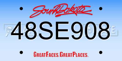 48SE908 South Dakota License Plate