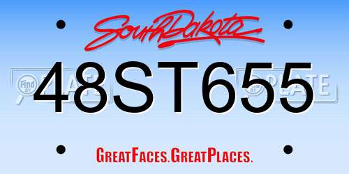 48ST655 South Dakota License Plate