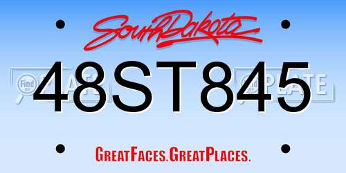 48ST845 South Dakota License Plate