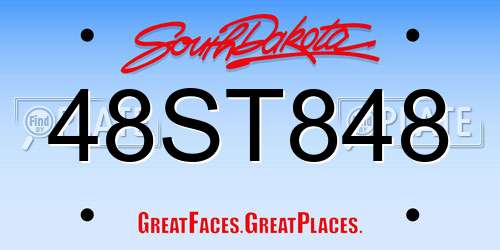 48ST848 South Dakota License Plate