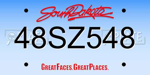 48SZ548 South Dakota License Plate