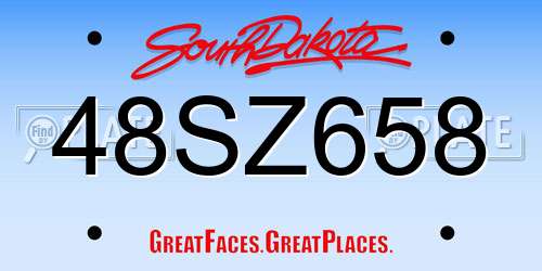 48SZ658 South Dakota License Plate