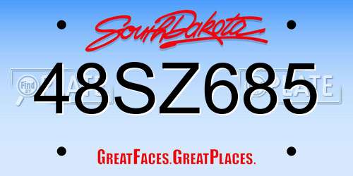 48SZ685 South Dakota License Plate