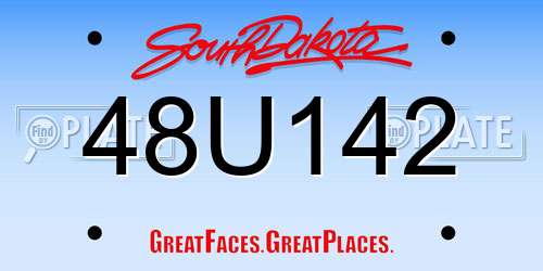 48U142 South Dakota License Plate