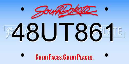 48UT861 South Dakota License Plate