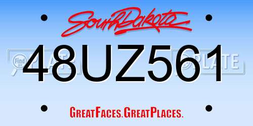 48UZ561 South Dakota License Plate