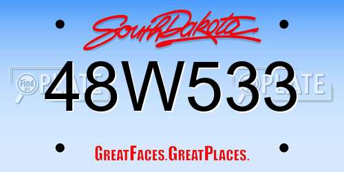 48W533 South Dakota License Plate
