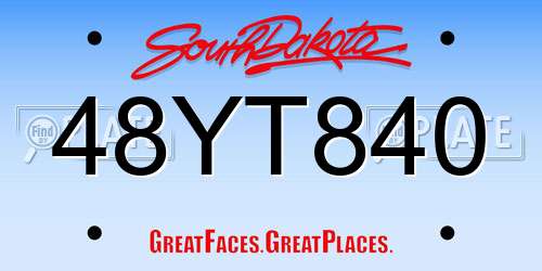 48YT840 South Dakota License Plate