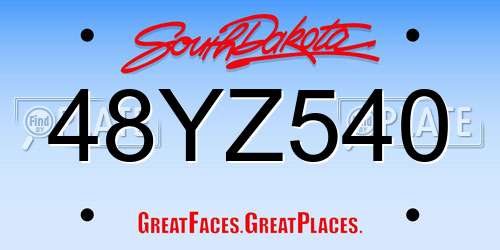 48YZ540 South Dakota License Plate