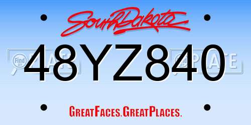 48YZ840 South Dakota License Plate