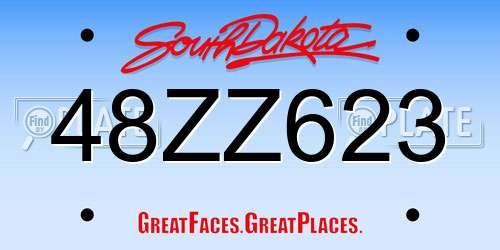 48ZZ623 South Dakota License Plate