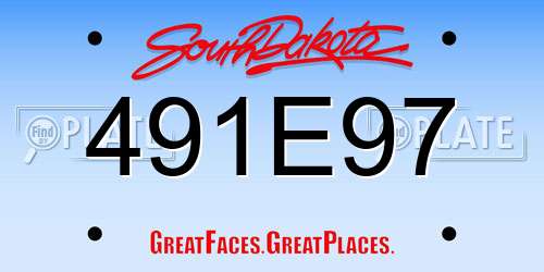 491E97 South Dakota License Plate