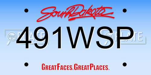 491WSP South Dakota License Plate