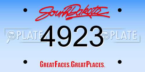 4923 South Dakota License Plate