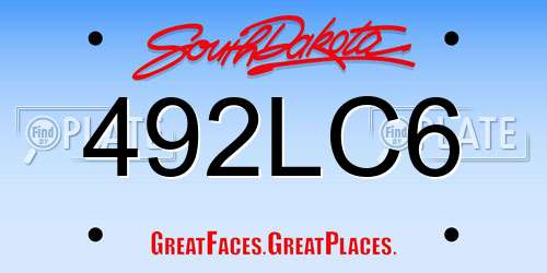 492LC6 South Dakota License Plate