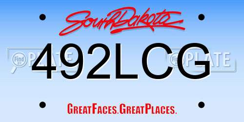 492LCG South Dakota License Plate