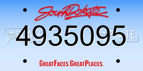 4935095 South Dakota License Plate