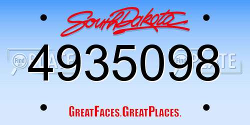 4935098 South Dakota License Plate