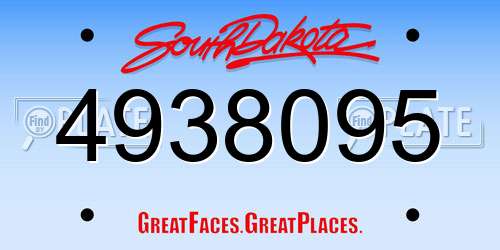 4938095 South Dakota License Plate