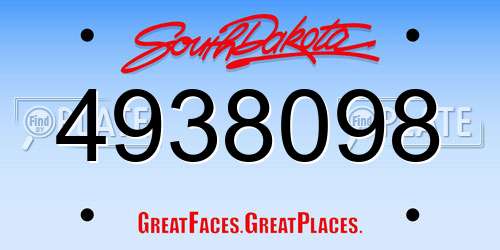 4938098 South Dakota License Plate