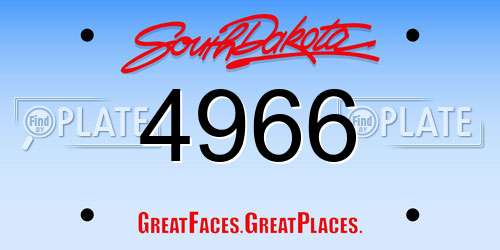 4966 South Dakota License Plate
