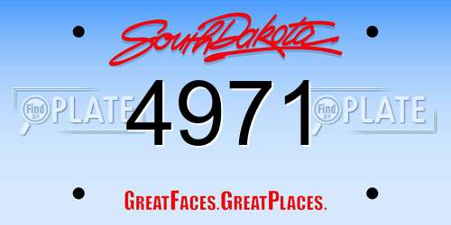 4971 South Dakota License Plate