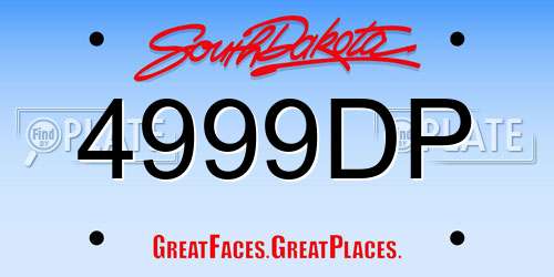 4999DP South Dakota License Plate