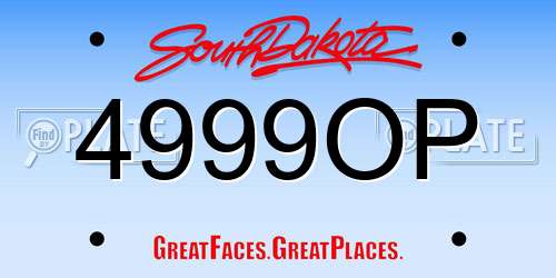 4999OP South Dakota License Plate