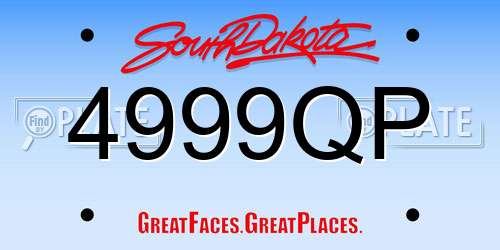 4999QP South Dakota License Plate
