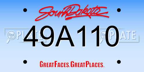49A110 South Dakota License Plate