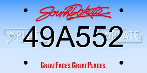 49A552 South Dakota License Plate