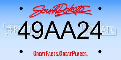 49AA24 South Dakota License Plate