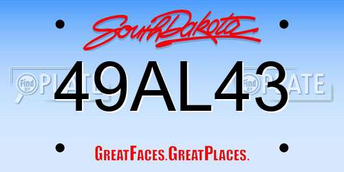 49AL43 South Dakota License Plate