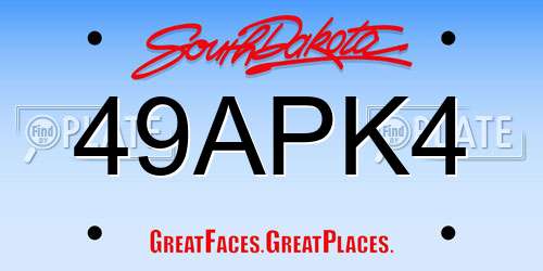 49APK4 South Dakota License Plate