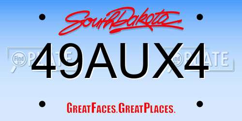 49AUX4 South Dakota License Plate