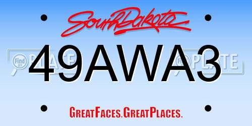 49AWA3 South Dakota License Plate