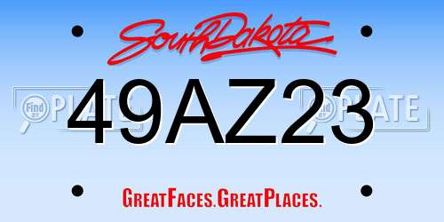 49AZ23 South Dakota License Plate