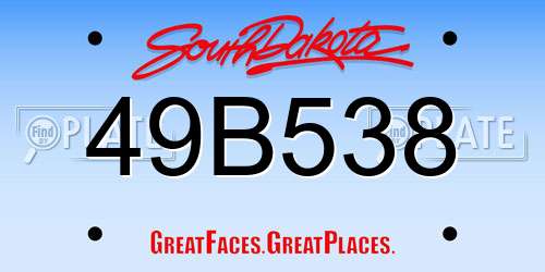 49B538 South Dakota License Plate