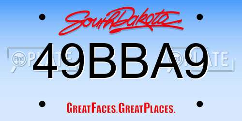 49BBA9 South Dakota License Plate