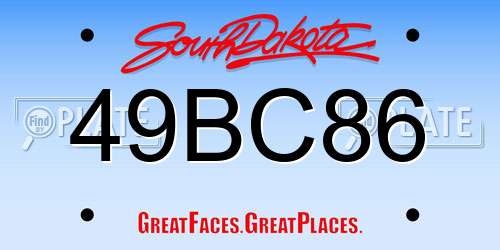 49BC86 South Dakota License Plate